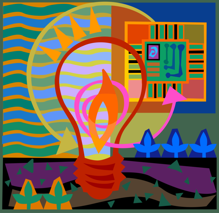 Vector Illustration of Light Bulb Symbolizing Innovation in Agriculture