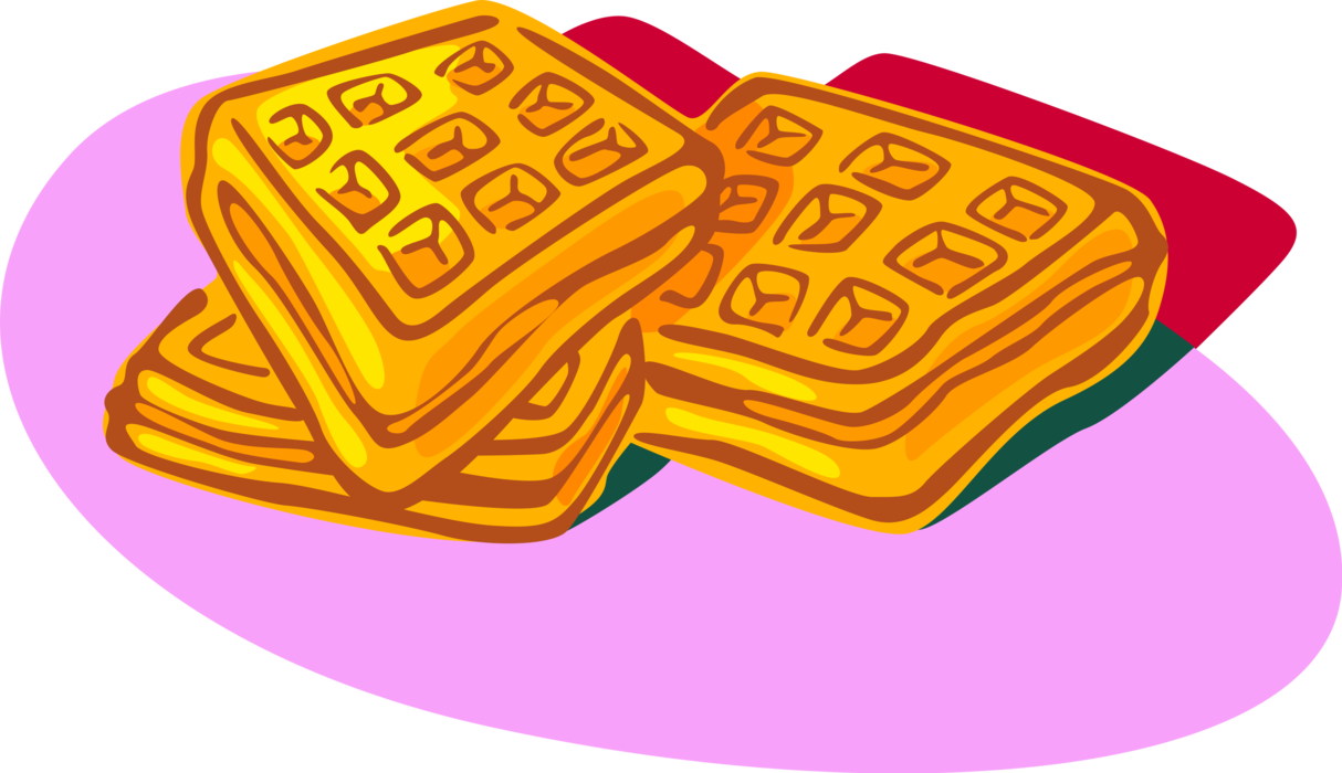 Vector Illustration of Breakfast Batter Cake Waffle