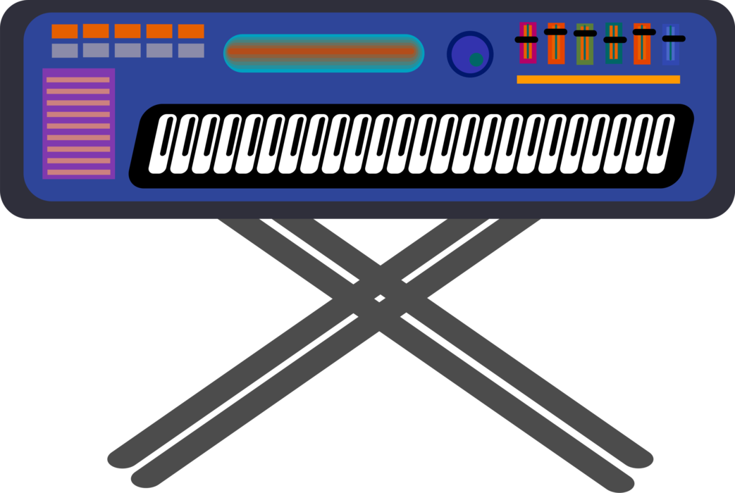 Vector Illustration of Electronic Piano Keyboard Sound Synthesizer Musical Instrument