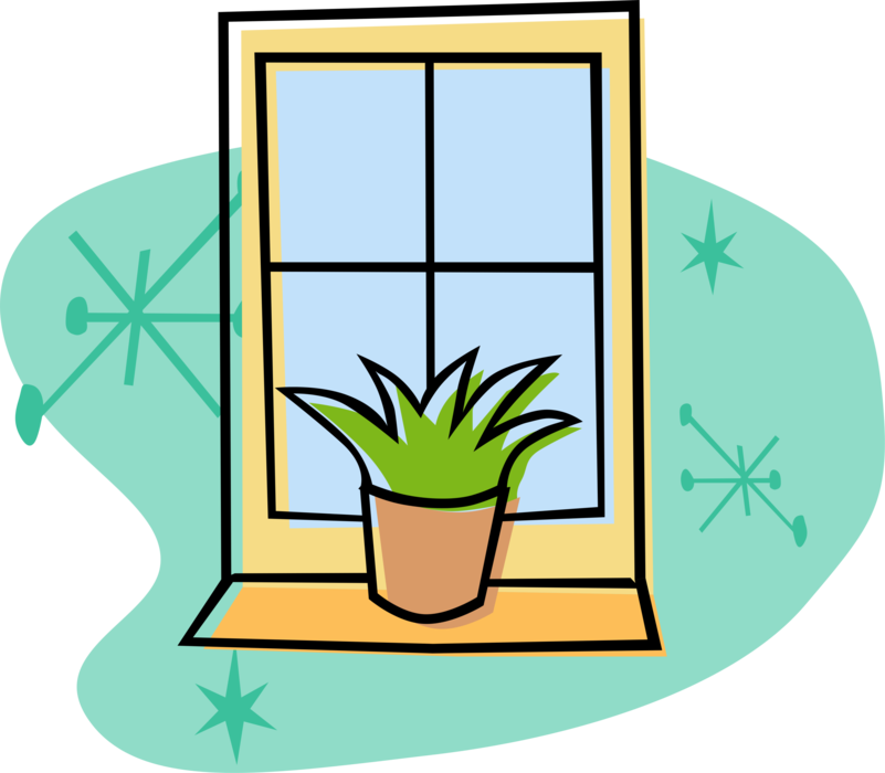 Vector Illustration of Window Opening in Wall Allows Passage of Light