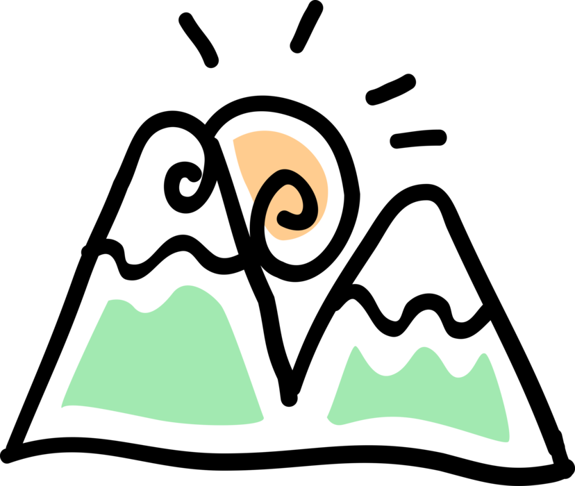 Vector Illustration of Mountain Natural Elevation Rising to Summit