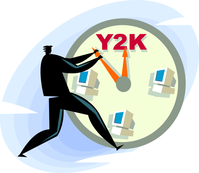 Vector Illustration of Businessman Solving YK2 Virus Hoax Problem