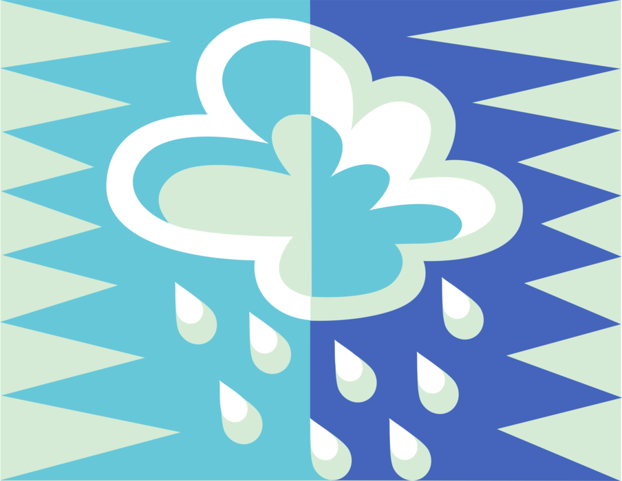 Vector Illustration of Weather Forecast Rain Clouds with Intermittent Rain