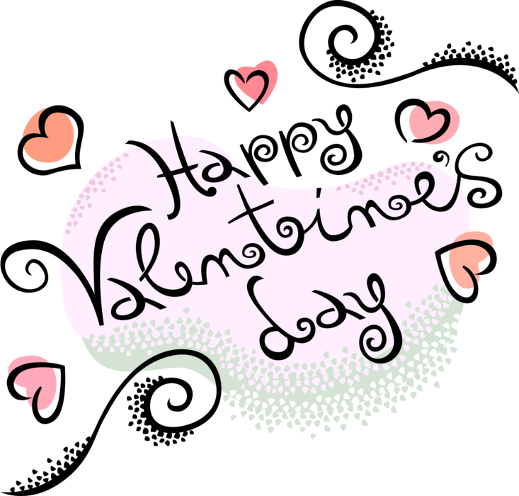 Vector Illustration of Happy Valentine's Day Greeting with Love Hearts