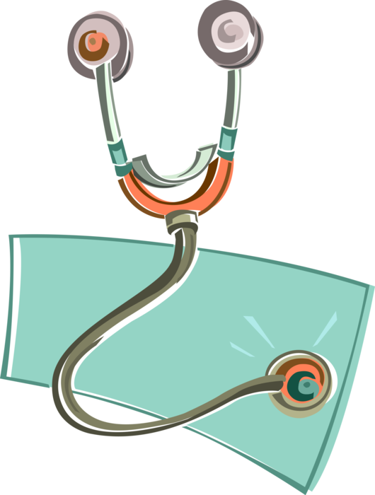 Vector Illustration of Stethoscope Acoustic Medical Device for Listening to Internal Sounds of Body