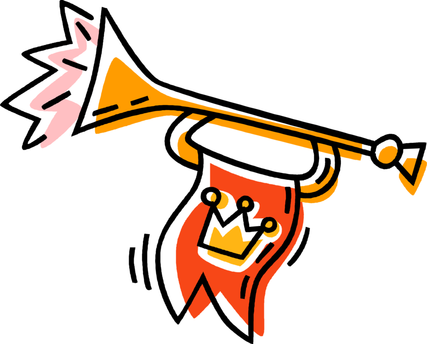 Vector Illustration of Trumpet Horn Brass Musical Instrument used in Classical and Jazz Ensembles Horn Blasts