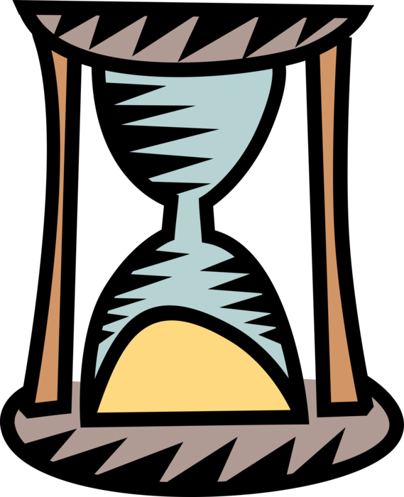 Vector Illustration of Hourglass or Sandglass, Sand Timer, or Sand Clock Measures Passage of Time