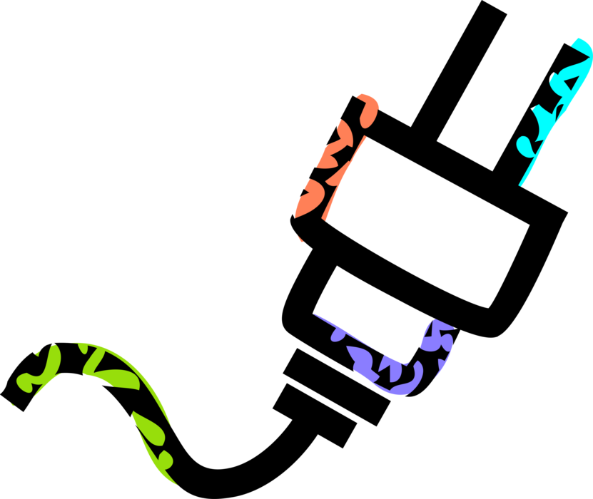 Vector Illustration of European 220 Volt Outlet Electrical Plug