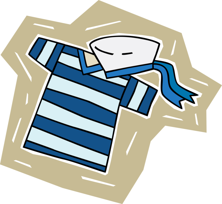 Vector Illustration of Sailor's Uniform Clothing with Shirt and Cap