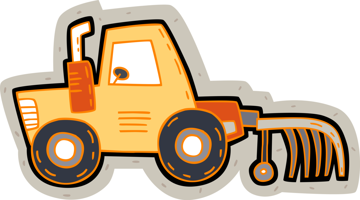 Vector Illustration of Farming Equipment Farm Tractor with Tiller