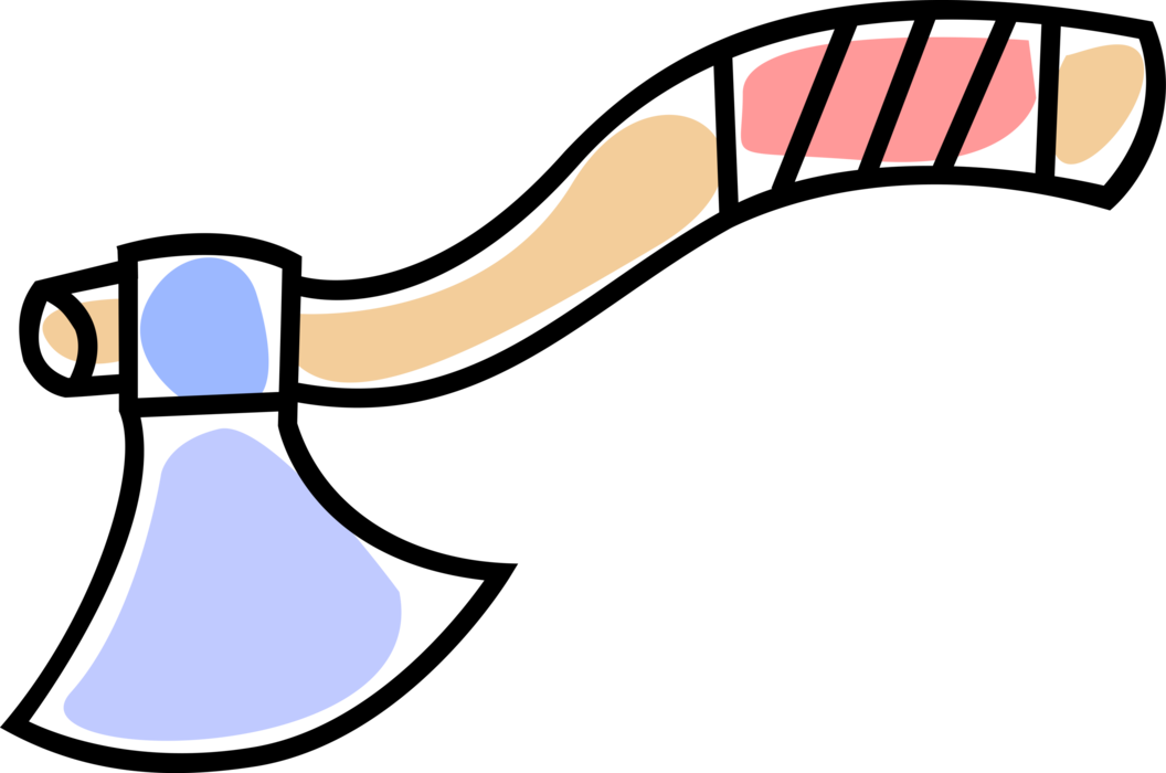 Vector Illustration of Axe Implement used to Shape, Split, Cut and Wood or Timber Logs