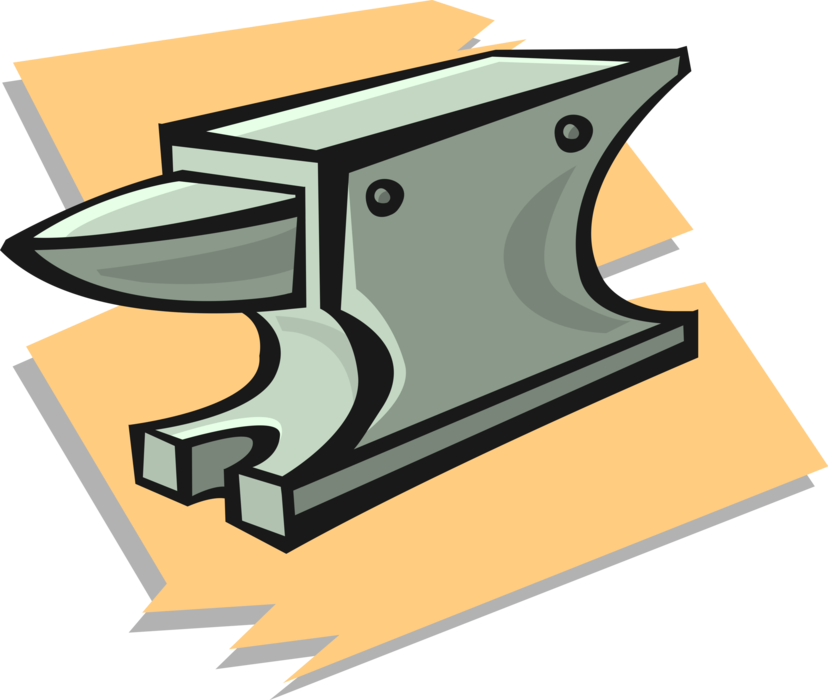 Vector Illustration of Metalsmith Craftsman Blacksmith's Anvil used to Hammer Metal into Desired Shapes