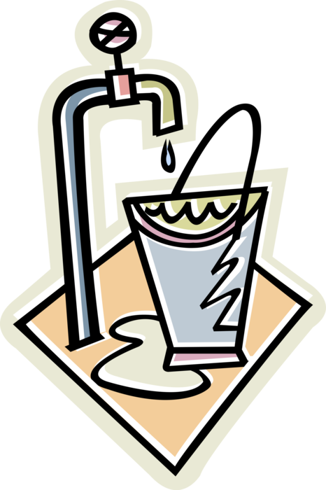 Vector Illustration of Water Tap Facet with Pail of Water