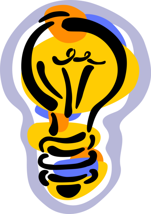 Vector Illustration of Electric Light Bulb Symbol of Invention, Innovation, Inspiration and Good Ideas