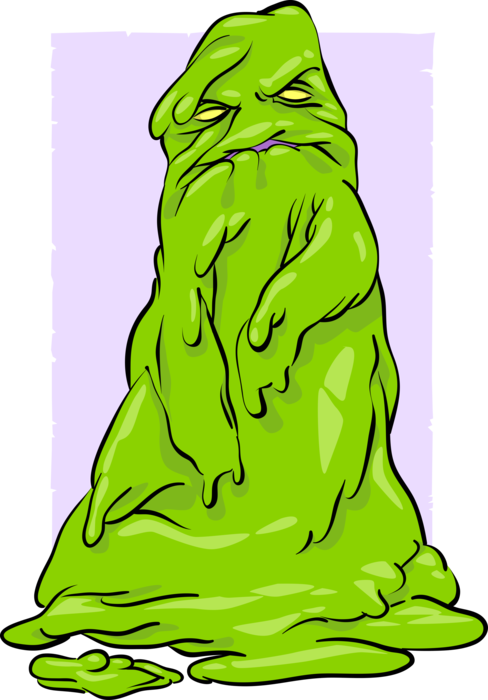Vector Illustration of Fantasy Green Slime Monster