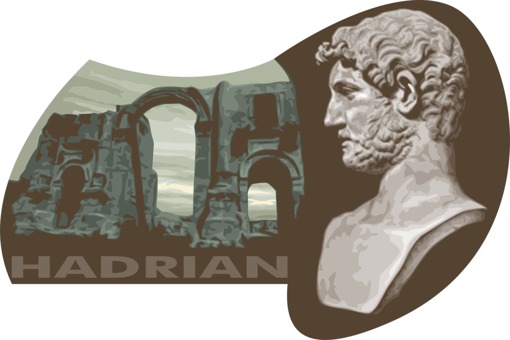Vector Illustration of Roman Emperor Hadrian Built Hadrian's Wall in Great Britain