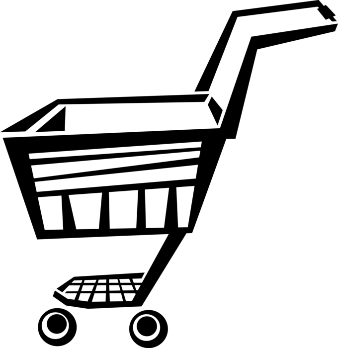 Vector Illustration of Supermarket Grocery Store Shopping Cart