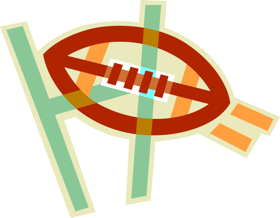 Vector Illustration of Football Game Sports Ball and Field Goal Markers