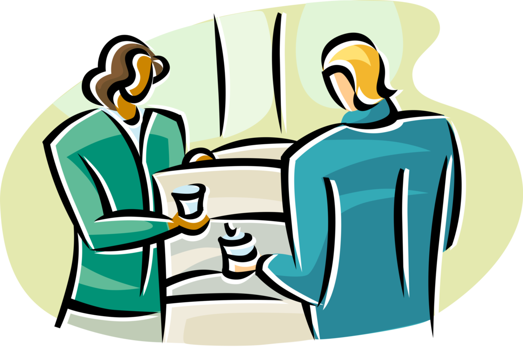 Vector Illustration of Morning Conversation and Gossip by Office Water Cooler