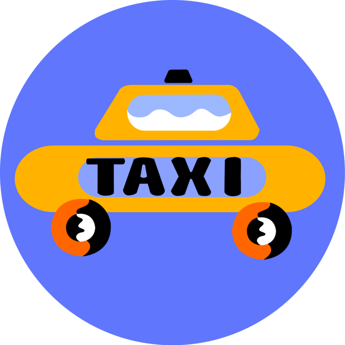 Vector Illustration of Taxicab Taxi or Cab Vehicle for Hire Automobile Motor Car