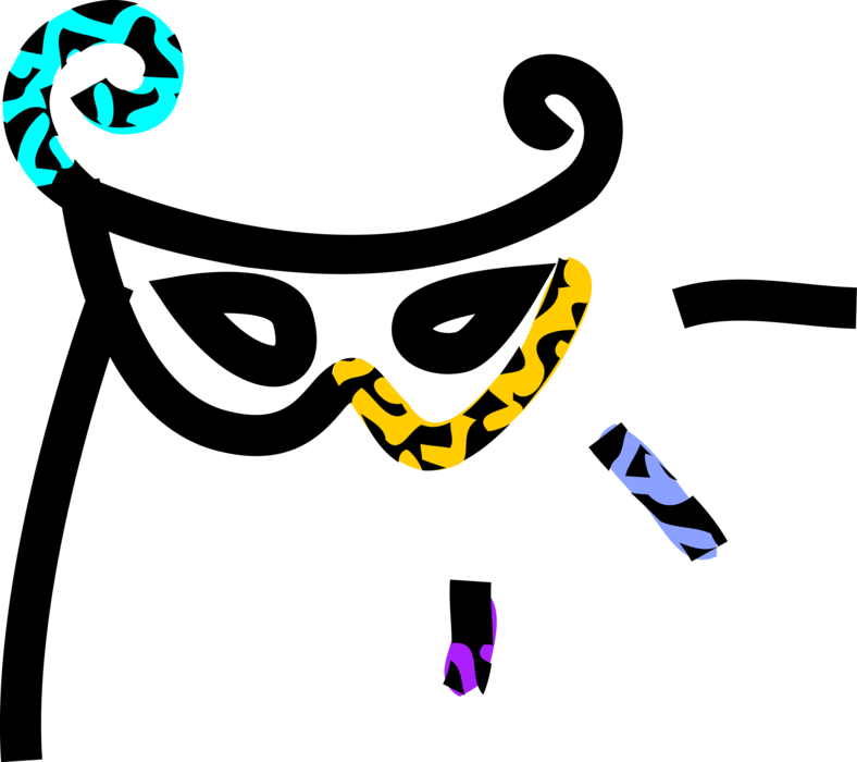 Vector Illustration of Masquerade Ball or Mardi Gras, Shrove Tuesday, or Fat Tuesday Costume Mask