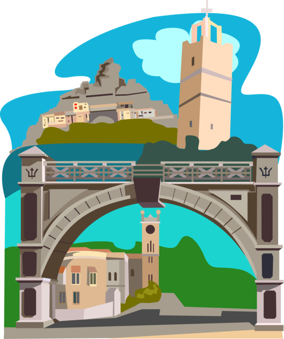 Vector Illustration of Parliament in Bridgetown, Arch, Caribbean Island of Barbados