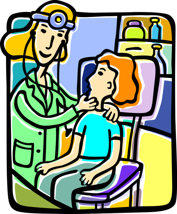 Vector Illustration of Child at Medical Doctor's Office for Annual Physical Exam and Checkup