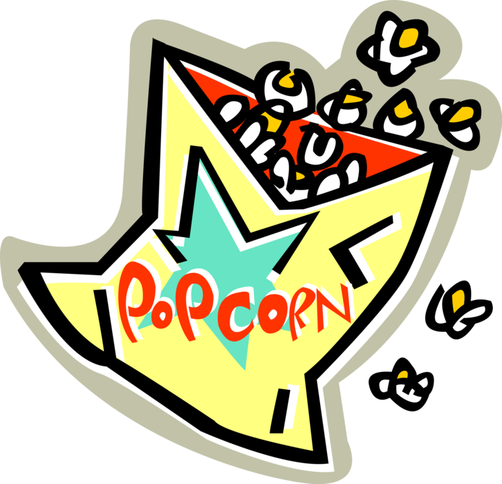 Vector Illustration of Popping Corn Popcorn Snack Food Eaten in Movie Theater or Theatre