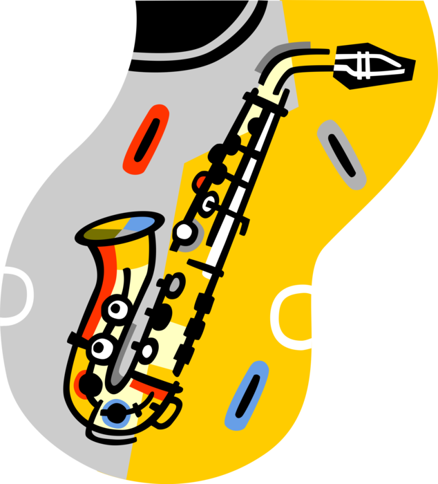 Vector Illustration of Saxophone Brass Single-Reed Mouthpiece Woodwind Musical Instrument