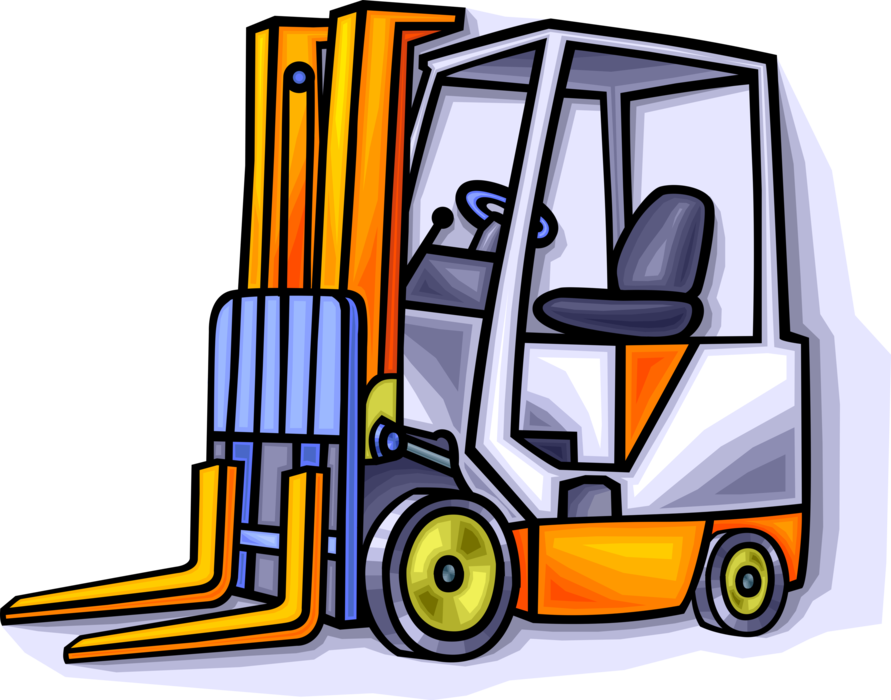 Vector Illustration of Industrial Warehouse Forklift Truck