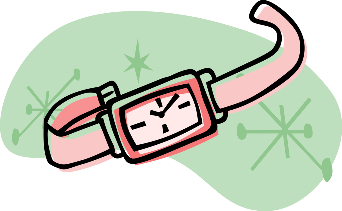 Vector Illustration of Wristwatch Timepiece Watch Keeps Time