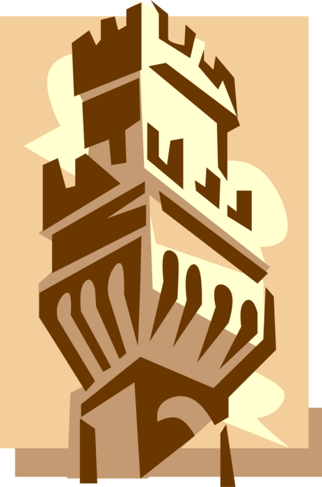 Vector Illustration of Piazza del Campo, Palazzo Pubblico, Siena, Italy