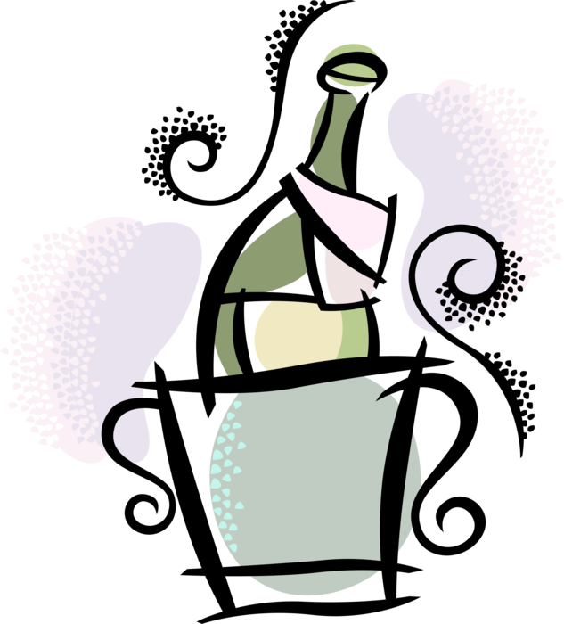 Vector Illustration of Chilled Champagne Carbonated Sparkling Wine from the Champagne Region of France 