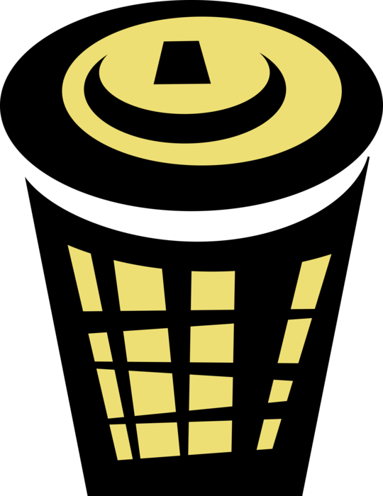 Vector Illustration of Waste Basket, Dustbin, Garbage Can, Trash Can for Rubbish