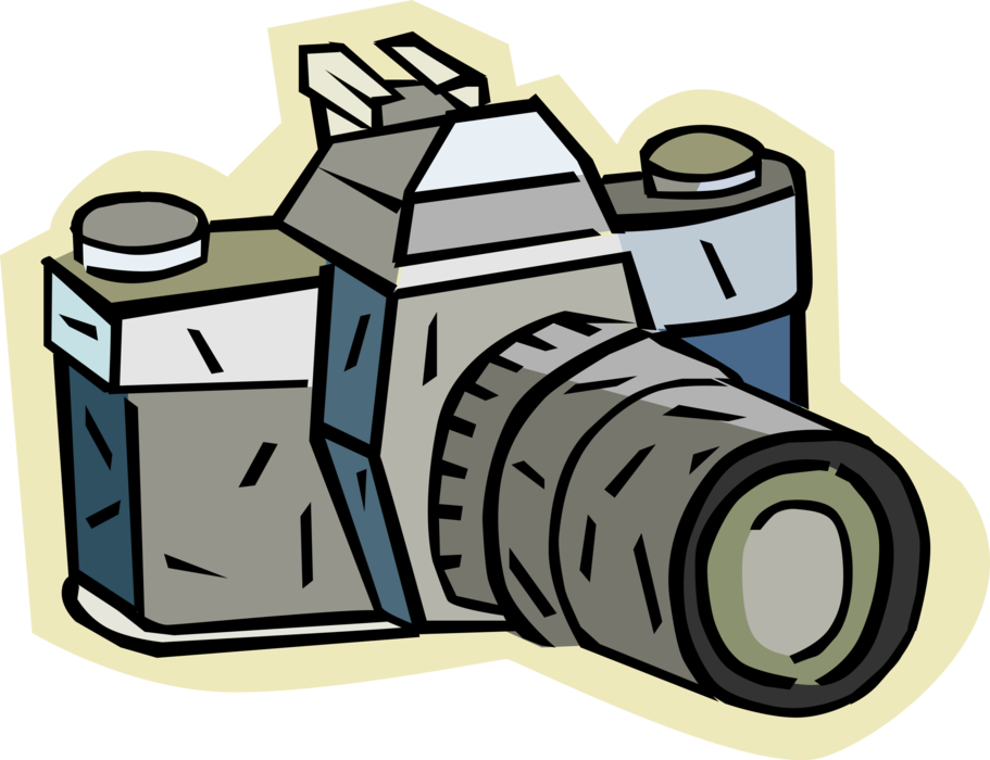 Vector Illustration of Photography Digital SLR 35mm Camera Produces Photographic Images