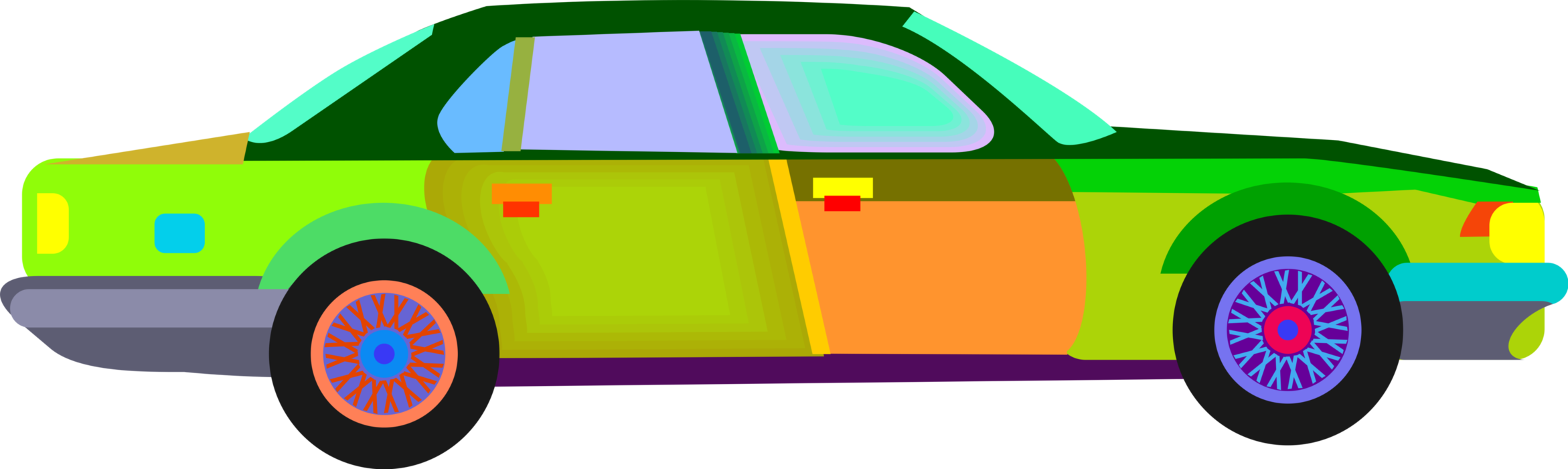 Vector Illustration of Family Sedan Car Automobile Motor Vehicle