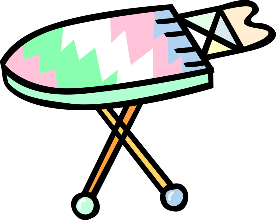 Vector Illustration of Laundry Clothes Ironing Board