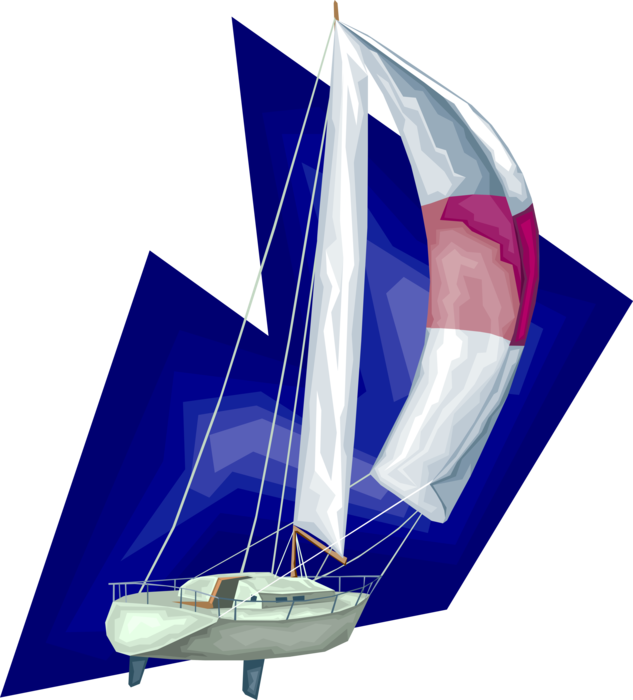 Vector Illustration of Sailboat Sailing on Water