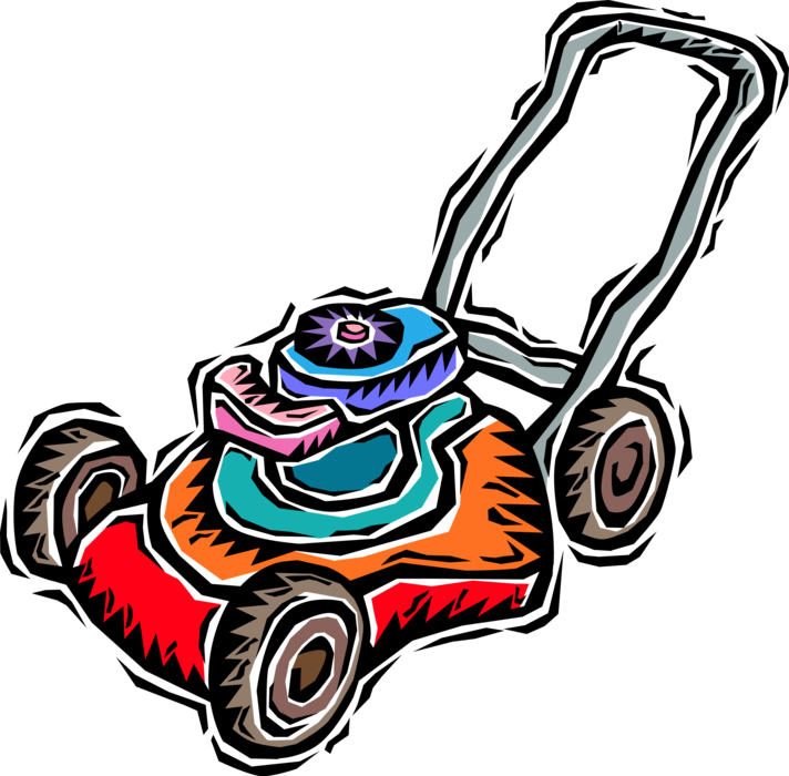 Vector Illustration of Electric Lawn Care Mower