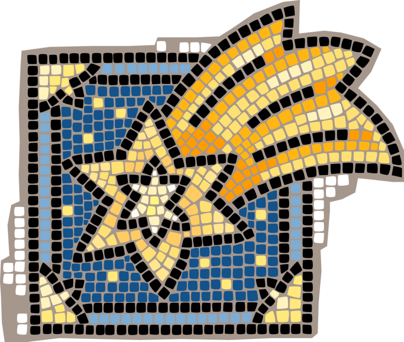 Vector Illustration of Decorative Mosaic Shooting Star of Bethlehem
