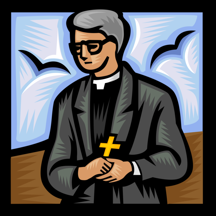 Vector Illustration of Christian Religion Catholic Priest with Crucifix Cross