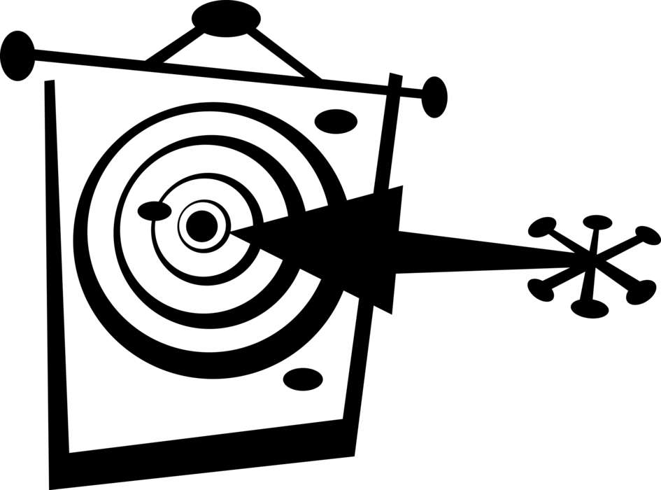Vector Illustration of Arrow and Bullseye or Bull's-Eye Target