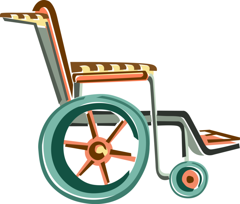 Vector Illustration of Handicapped or Disabled Wheelchair used by Injured or Disabled People