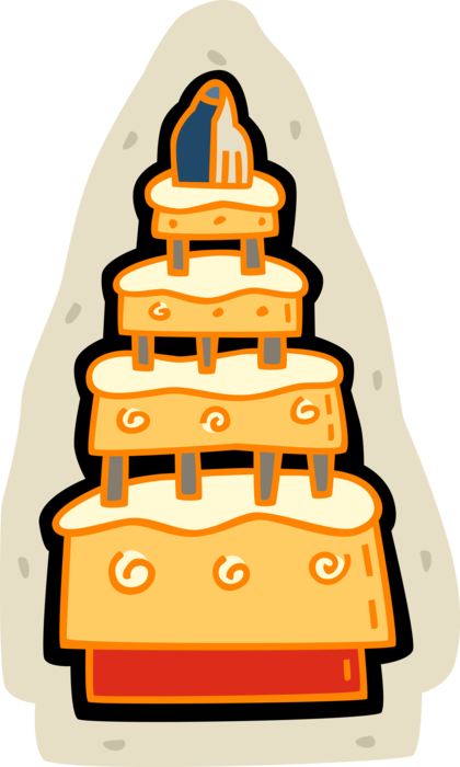 Vector Illustration of Wedding Cake Traditional Cake Served at Wedding Receptions