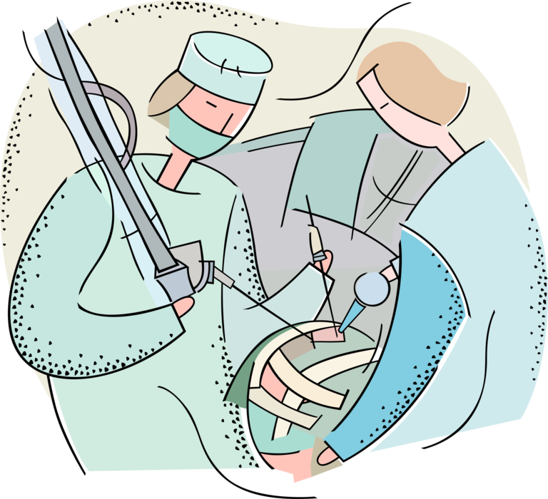 Vector Illustration of Health Care Professional Doctor Physician and Nurse in Hospital Operating Room Surgery