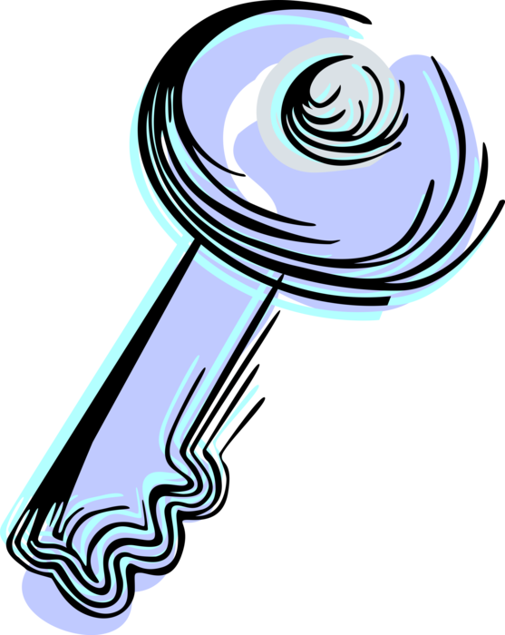 Vector Illustration of Skeleton Security Key Opens Locks