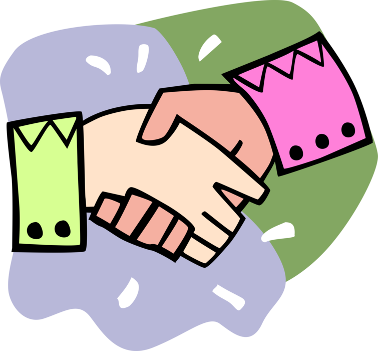 Vector Illustration of Hands Shake in Introduction Greeting or Agreement Handshake