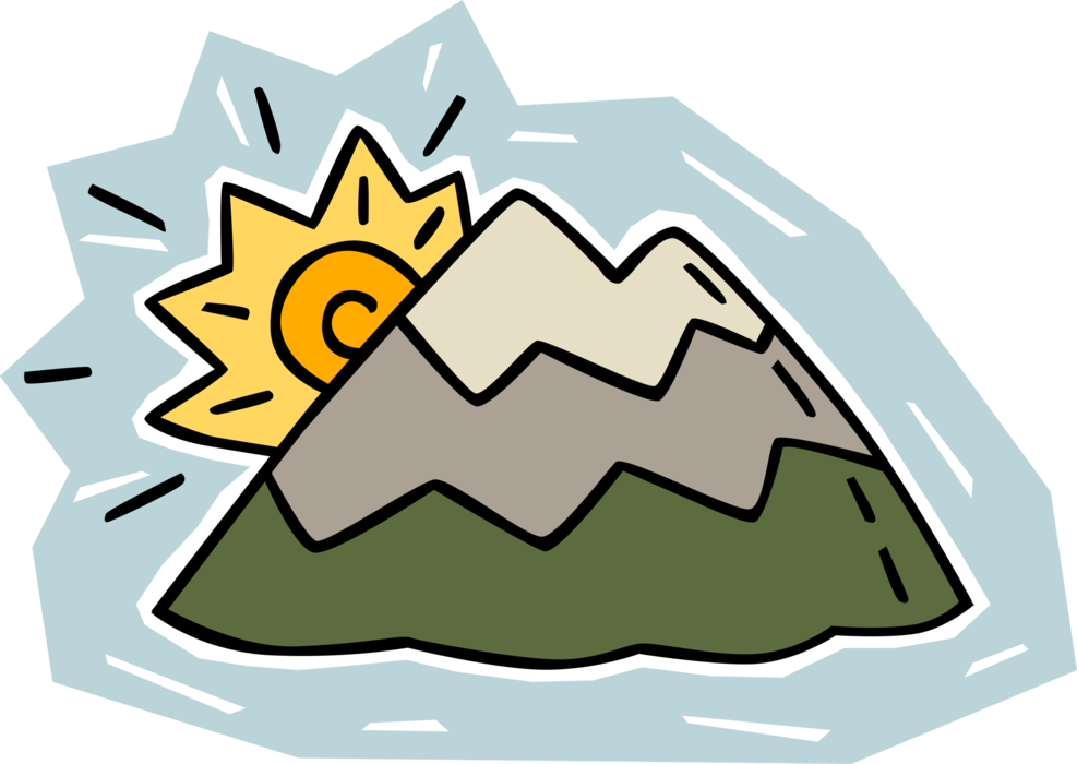 Vector Illustration of Sun Rising Over Mountain Range