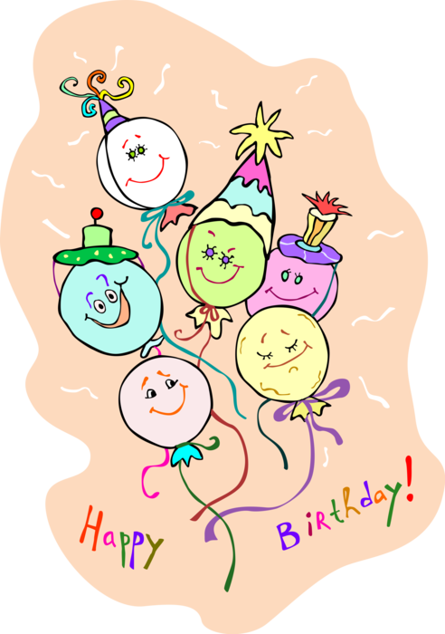 Vector Illustration of Happy Birthday Greeting with Balloons