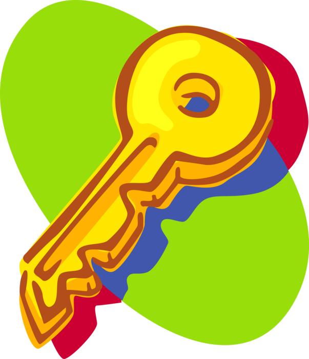 Vector Illustration of Gold Key Unlocks Padlock Lock